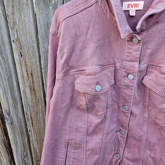 EVRI Dusty Rose Denim Jacket with Button Front Size 2X - Picture 8 of 16